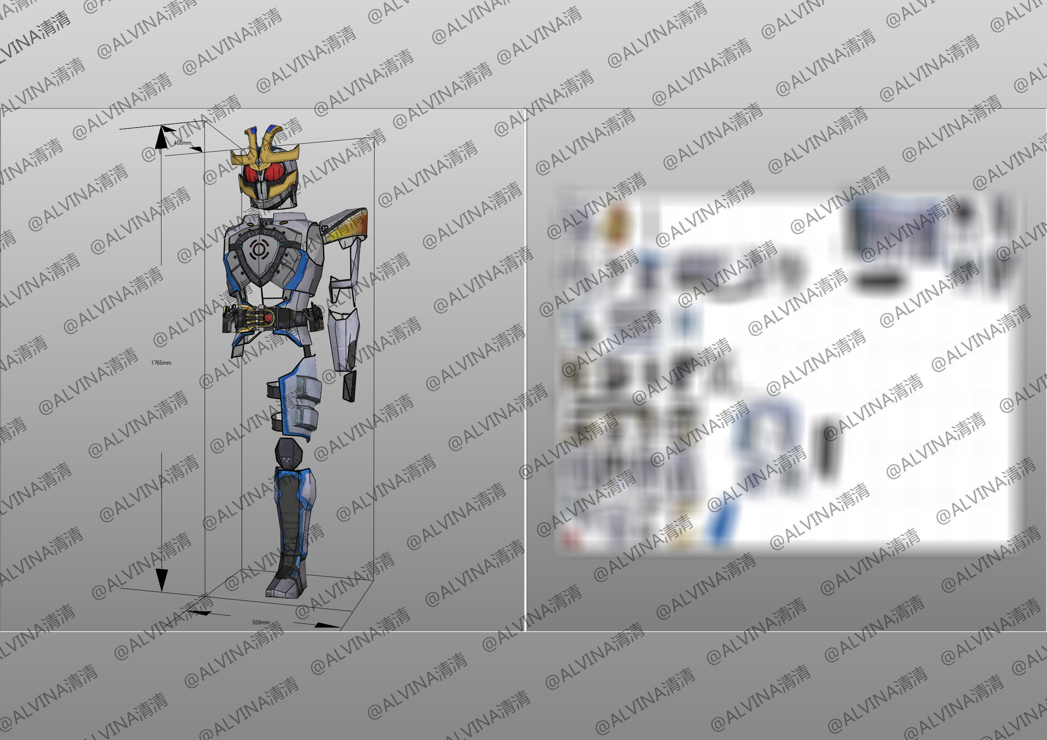 Kamen Rider Ixa Save and Burst Mode Armor - DIY Cosplay Pepakura Low-poly 3D model_11