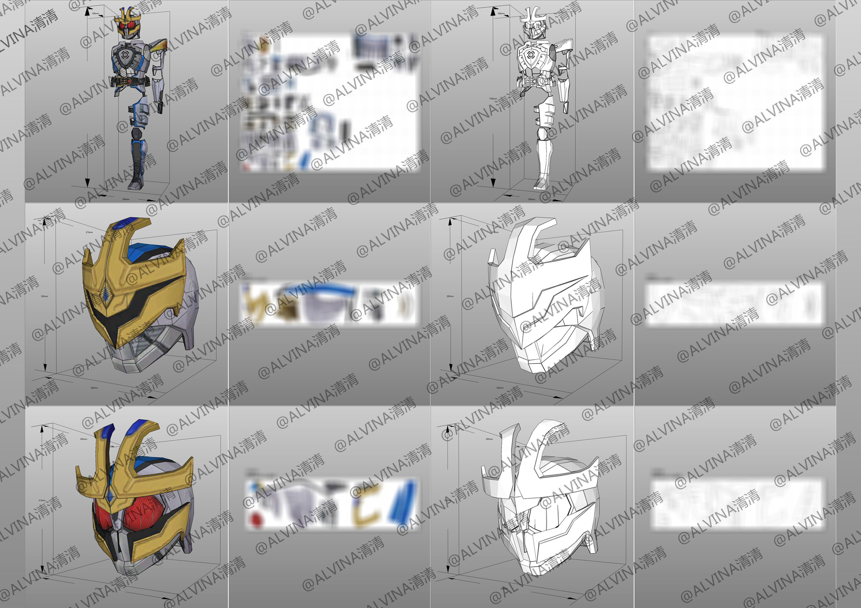 Kamen Rider Ixa Save and Burst Mode Armor - DIY Cosplay Pepakura Low-poly 3D model_7