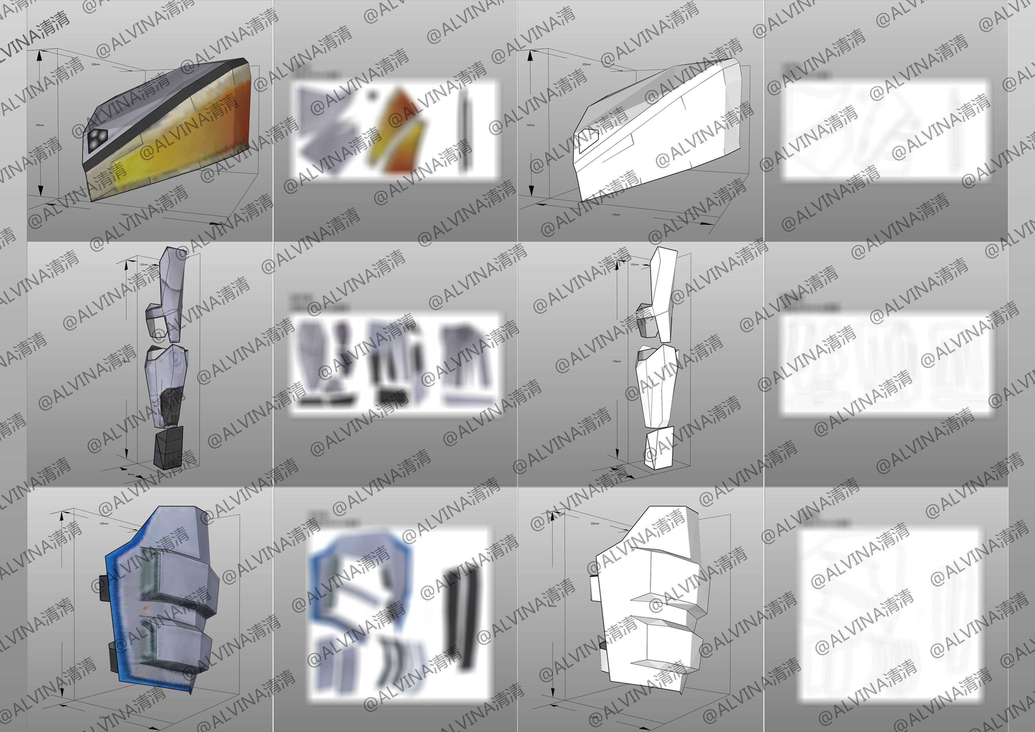 Kamen Rider Ixa Save and Burst Mode Armor - DIY Cosplay Pepakura Low-poly 3D model_9