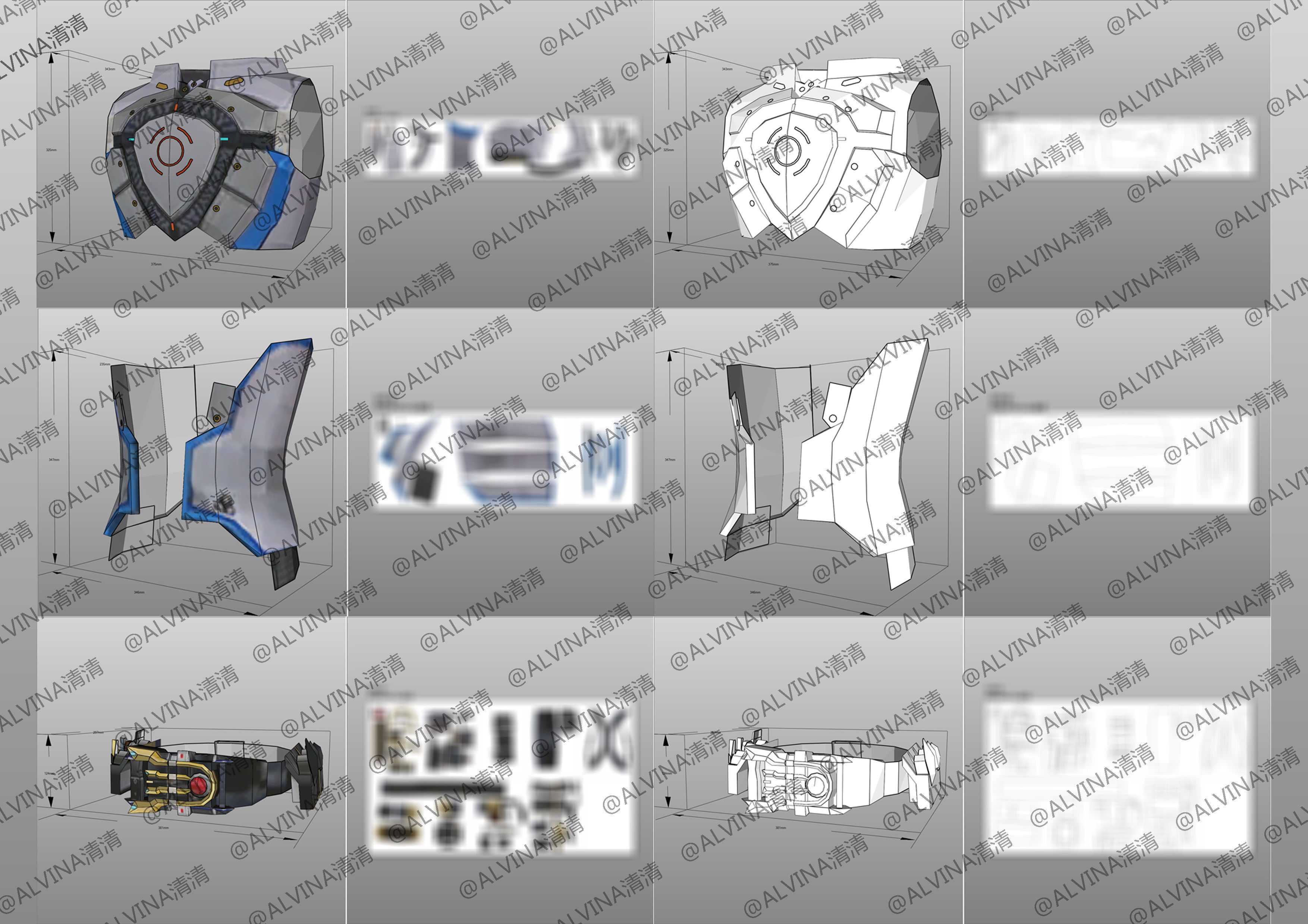 Kamen Rider Ixa Save and Burst Mode Armor - DIY Cosplay Pepakura Low-poly 3D model_8