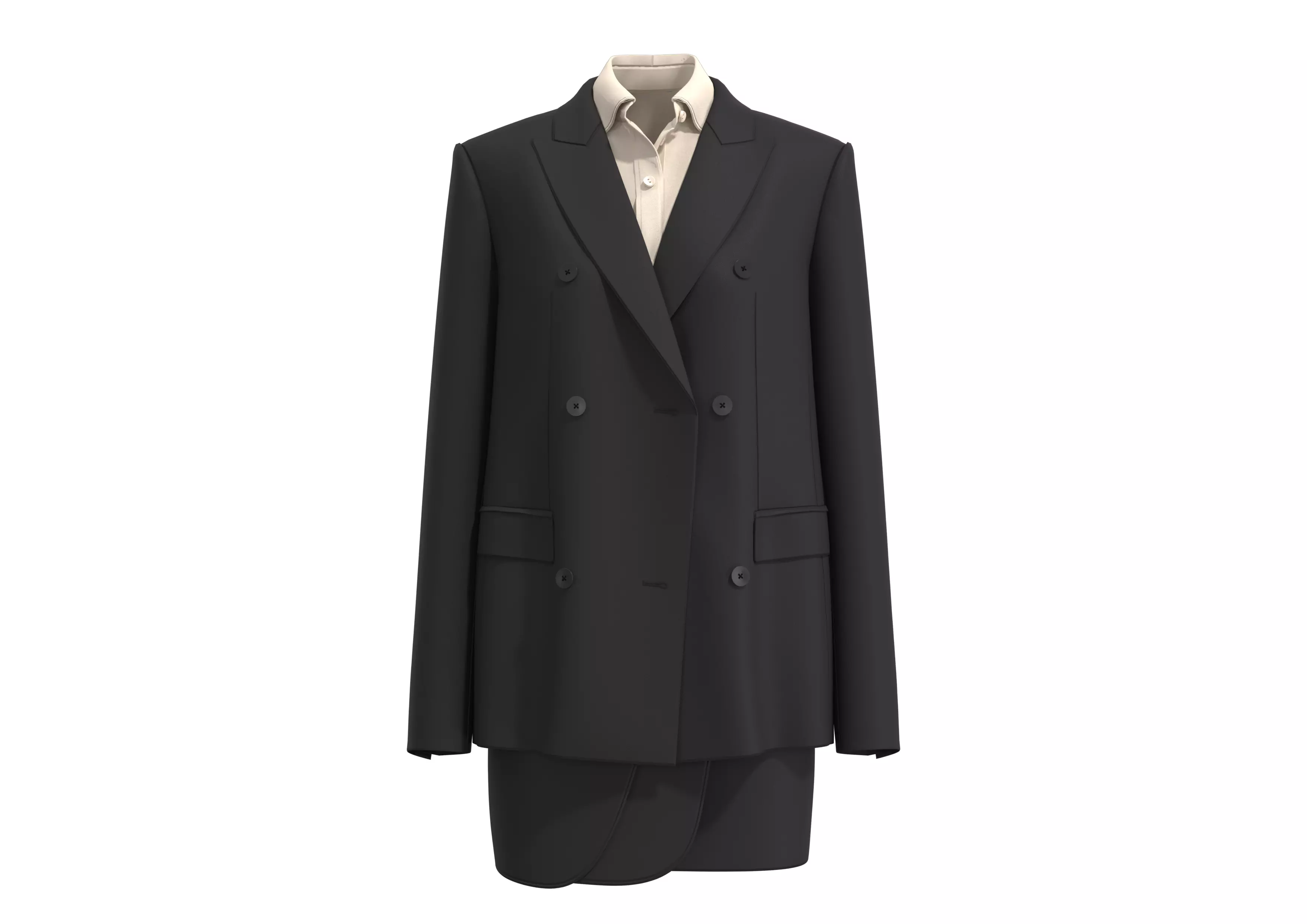 Black business suit set Free low-poly 3D model