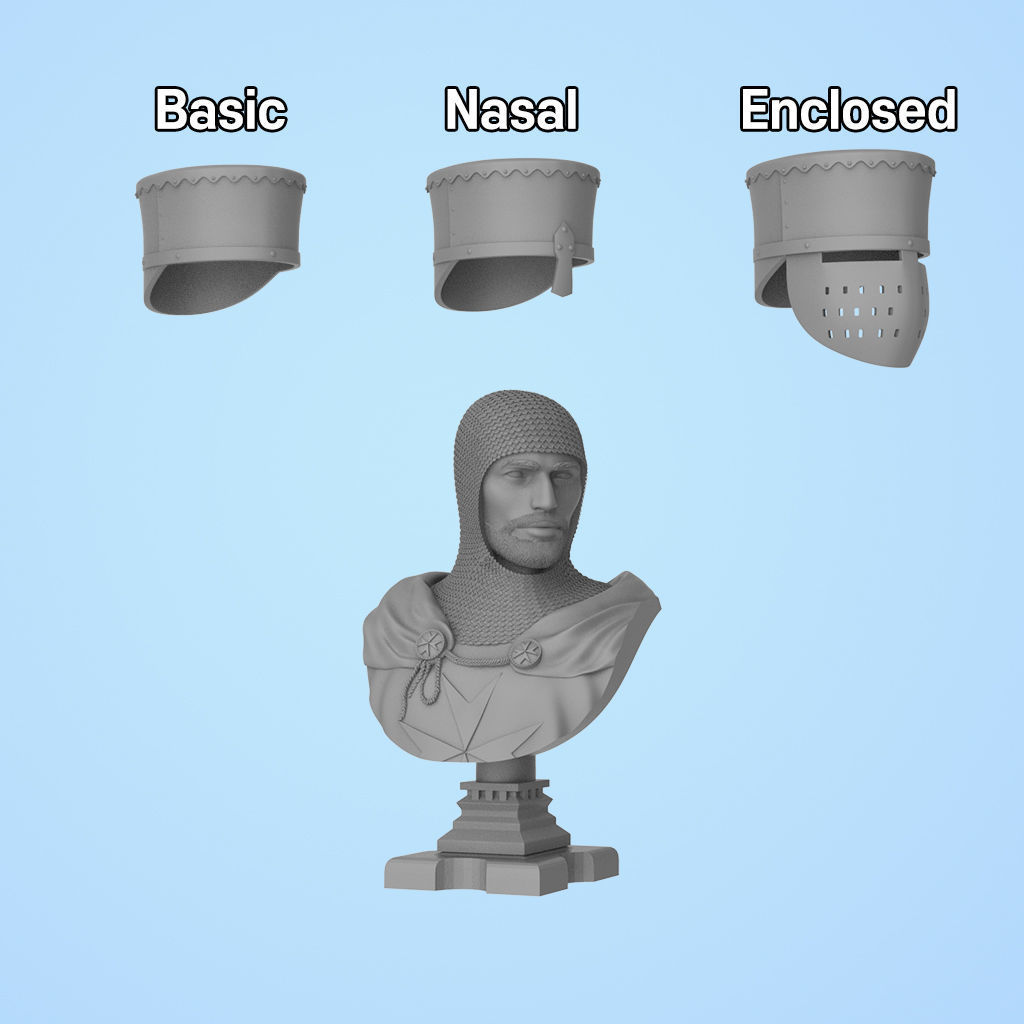 the Knights Hospitaller Bust and Helmet with a figure 3D print model_7