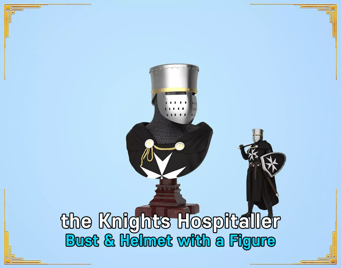 the Knights Hospitaller Bust and Helmet with a figure 3D print model_0