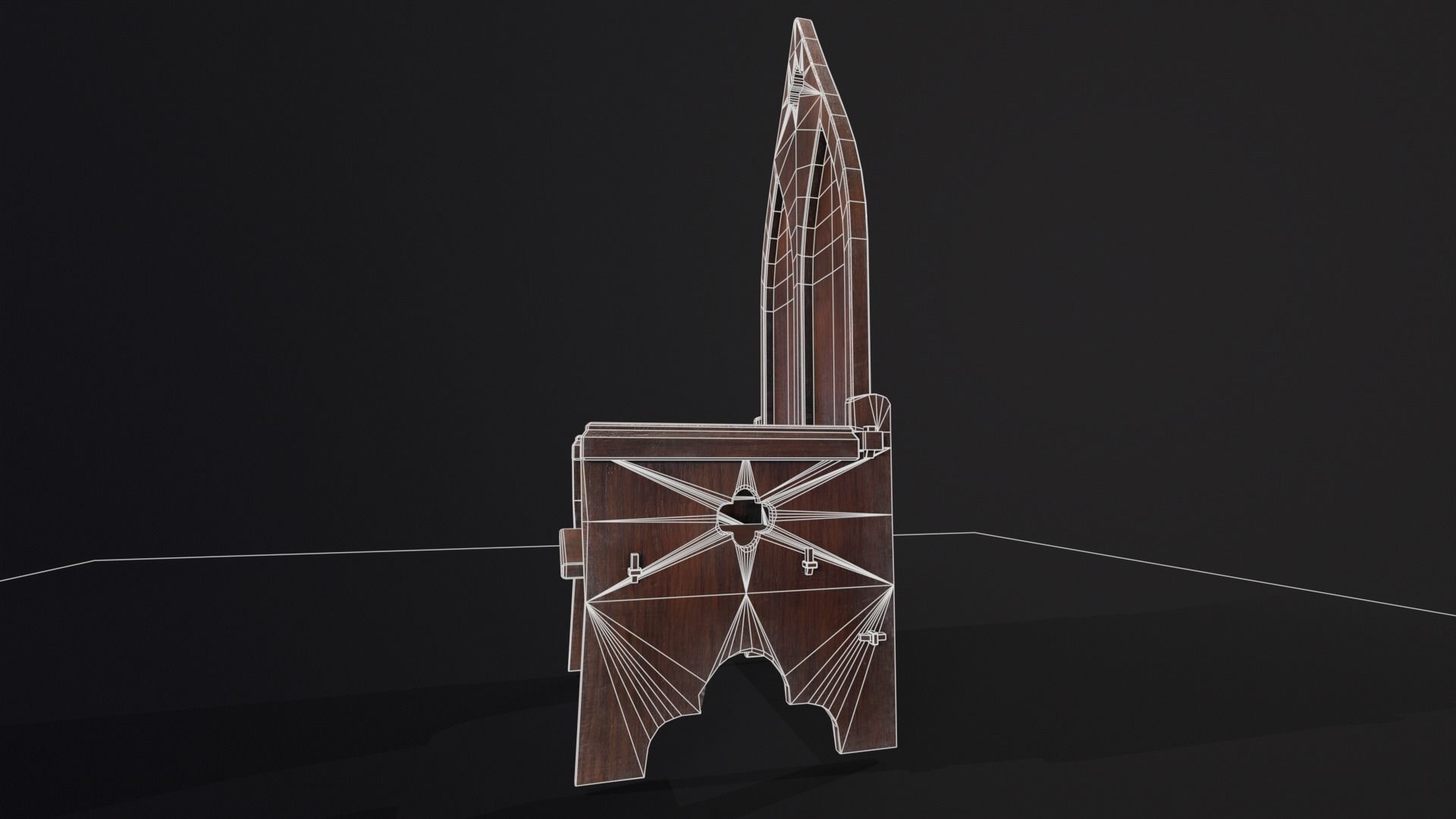 Gothic Medieval Chair   Low-poly 3D model_9