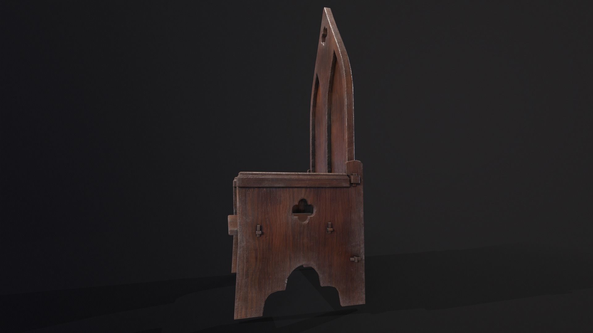 Gothic Medieval Chair   Low-poly 3D model_8