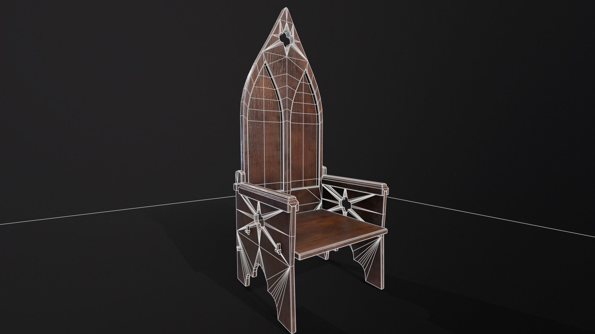 Gothic Medieval Chair   Low-poly 3D model_3
