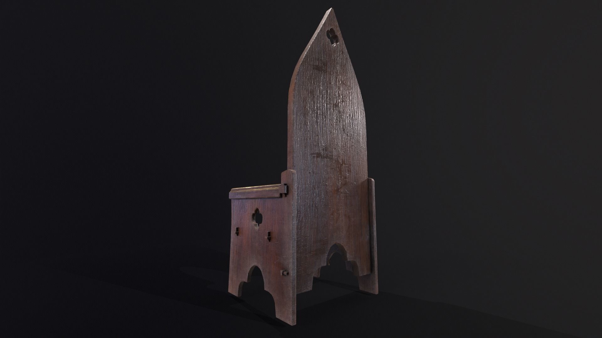Gothic Medieval Chair   Low-poly 3D model_10