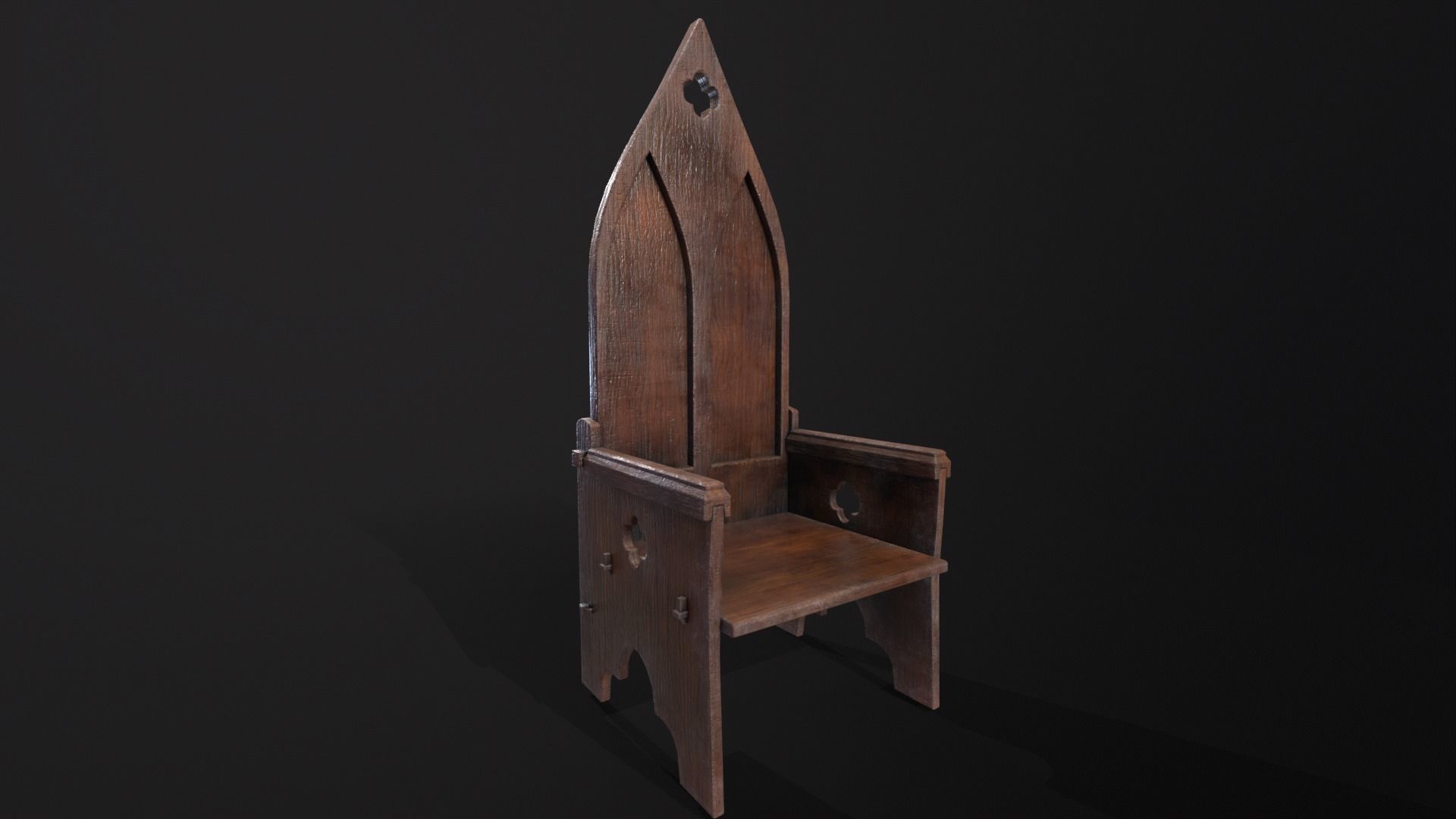 Gothic Medieval Chair   Low-poly 3D model_2