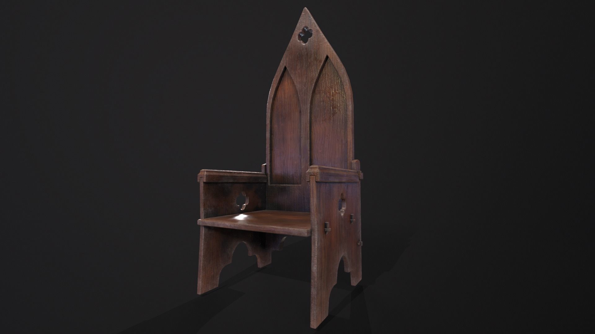 Gothic Medieval Chair   Low-poly 3D model_6