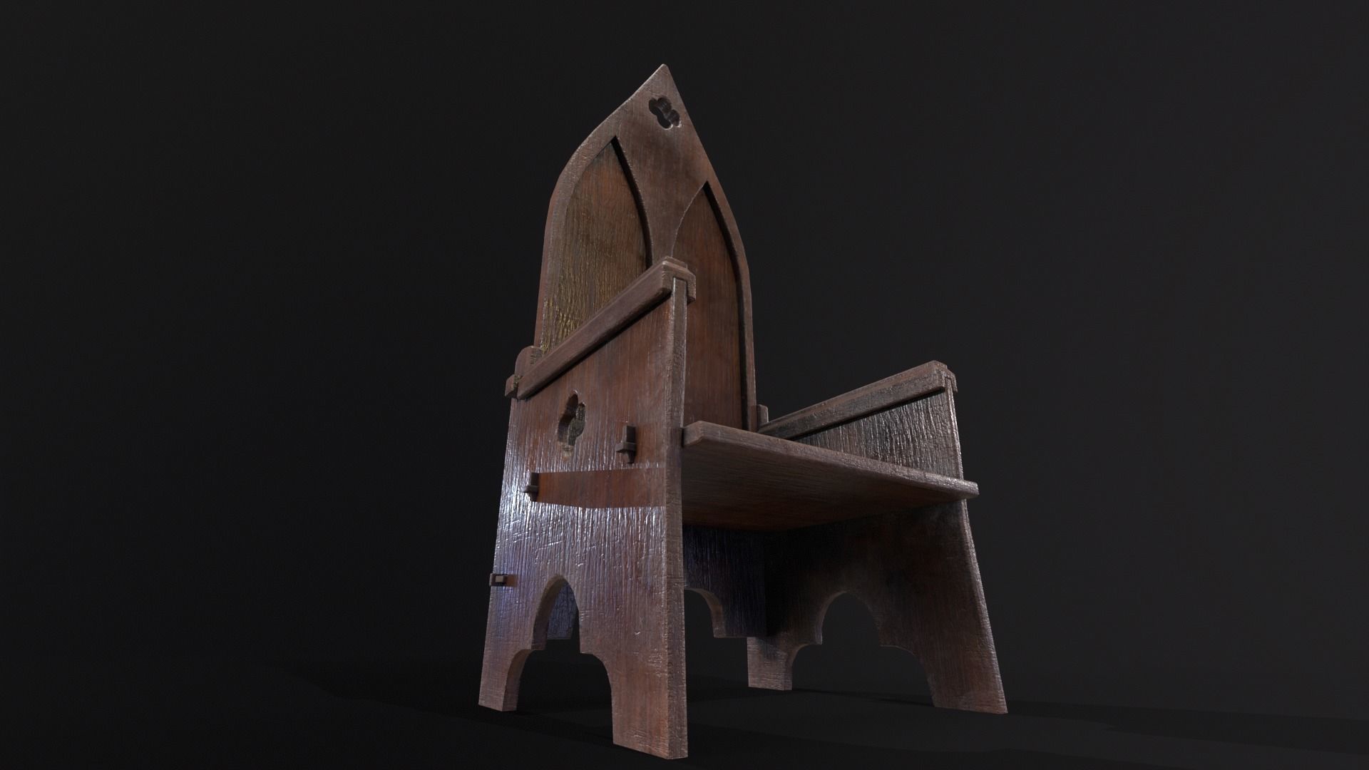 Gothic Medieval Chair   Low-poly 3D model_16