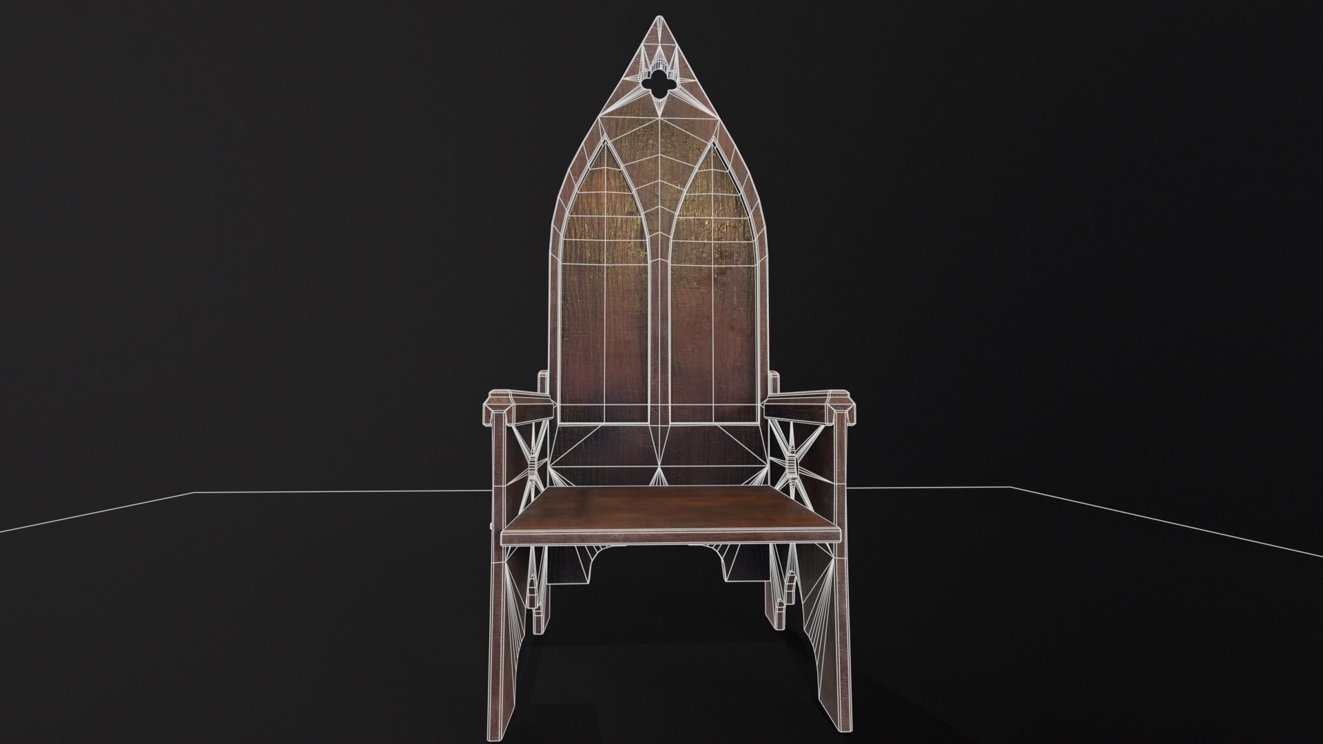 Gothic Medieval Chair   Low-poly 3D model_5