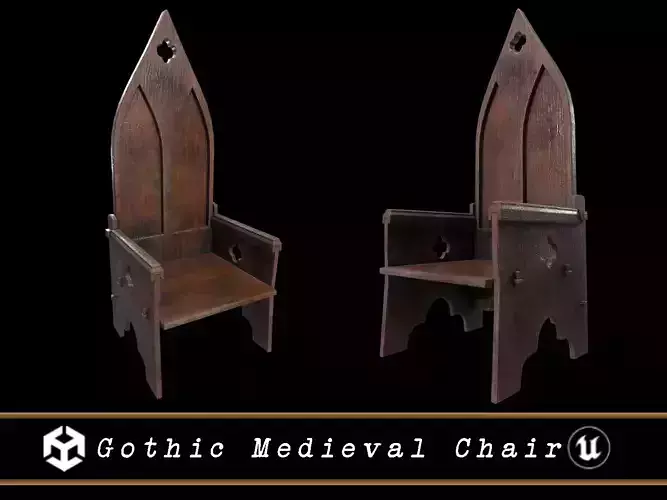 Gothic Medieval Chair   Low-poly 3D model