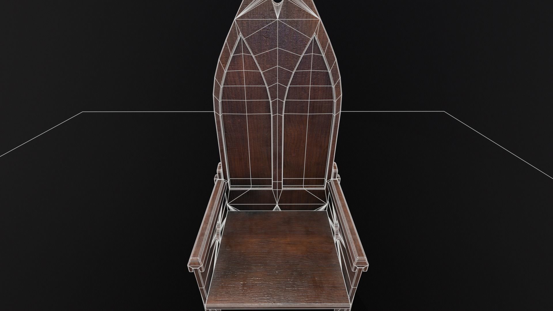 Gothic Medieval Chair   Low-poly 3D model_21