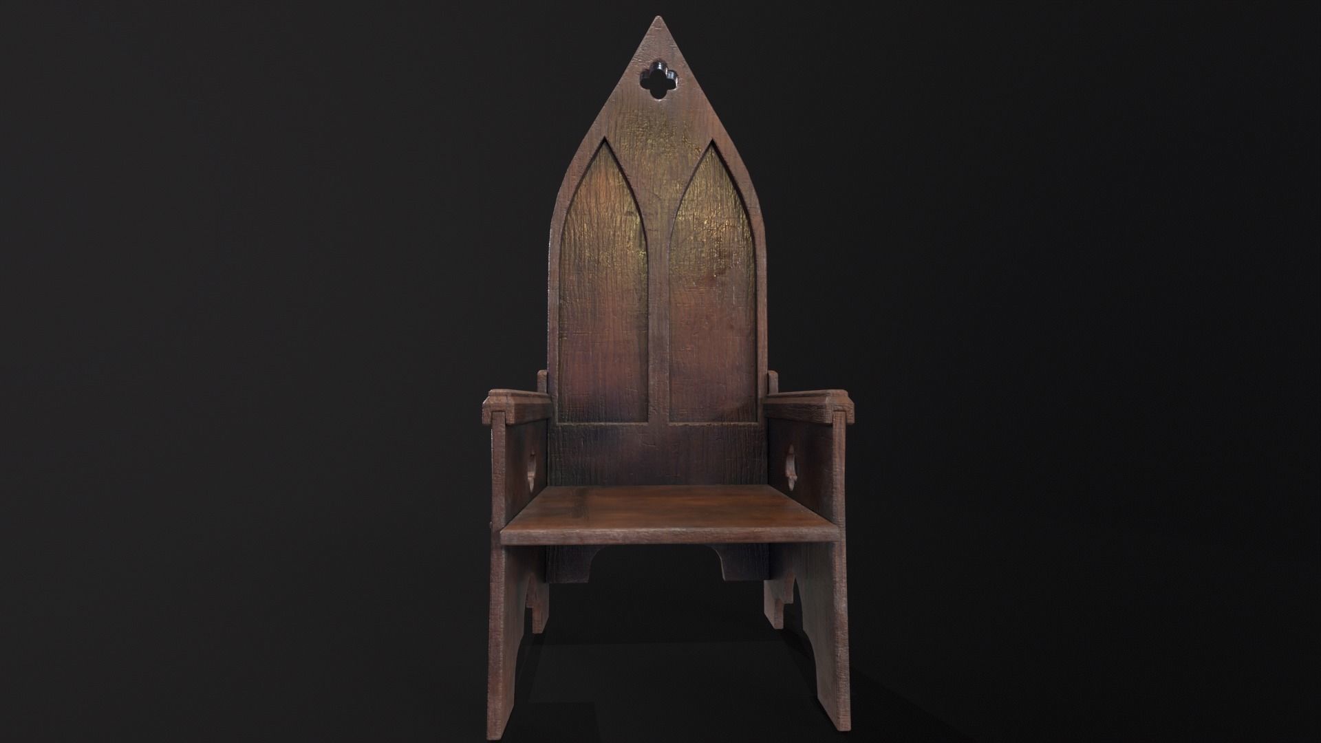 Gothic Medieval Chair   Low-poly 3D model_4