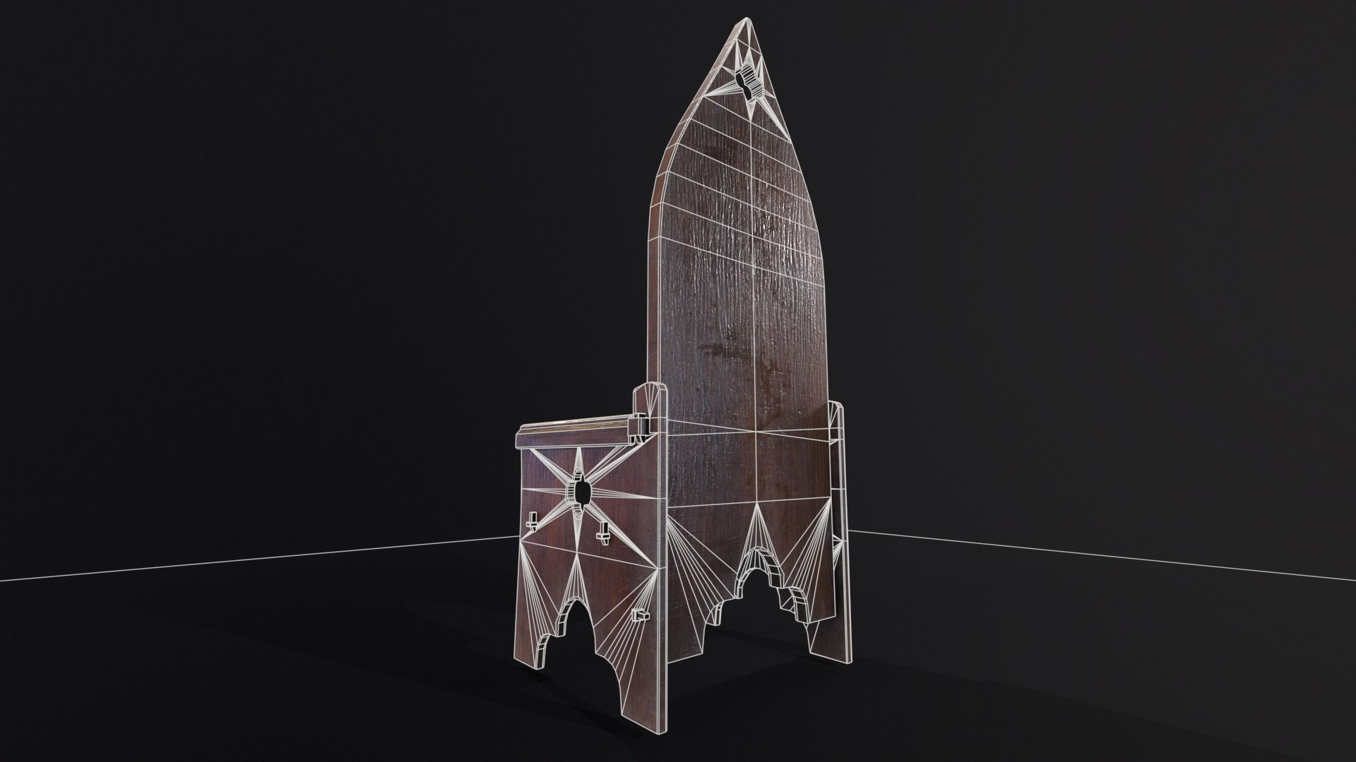 Gothic Medieval Chair   Low-poly 3D model_11