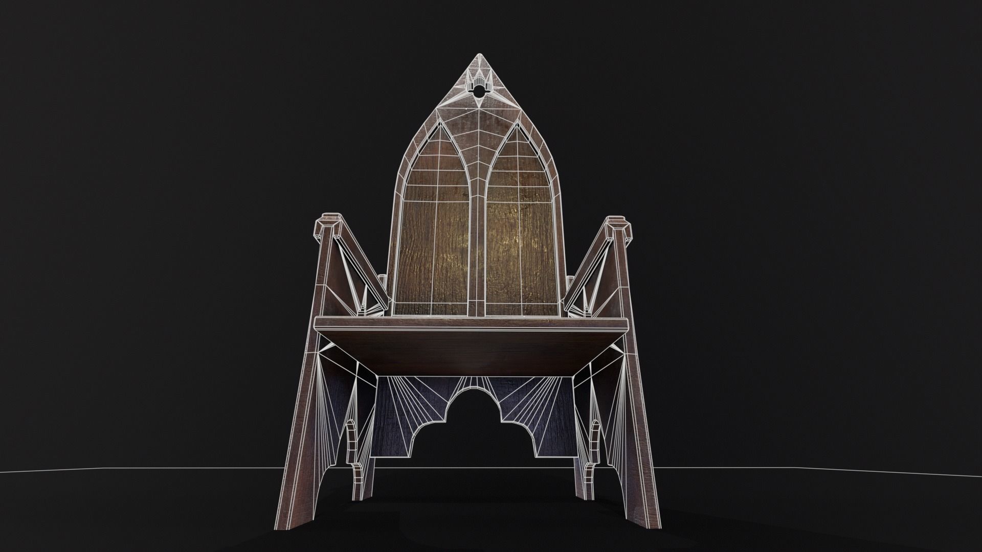 Gothic Medieval Chair   Low-poly 3D model_19