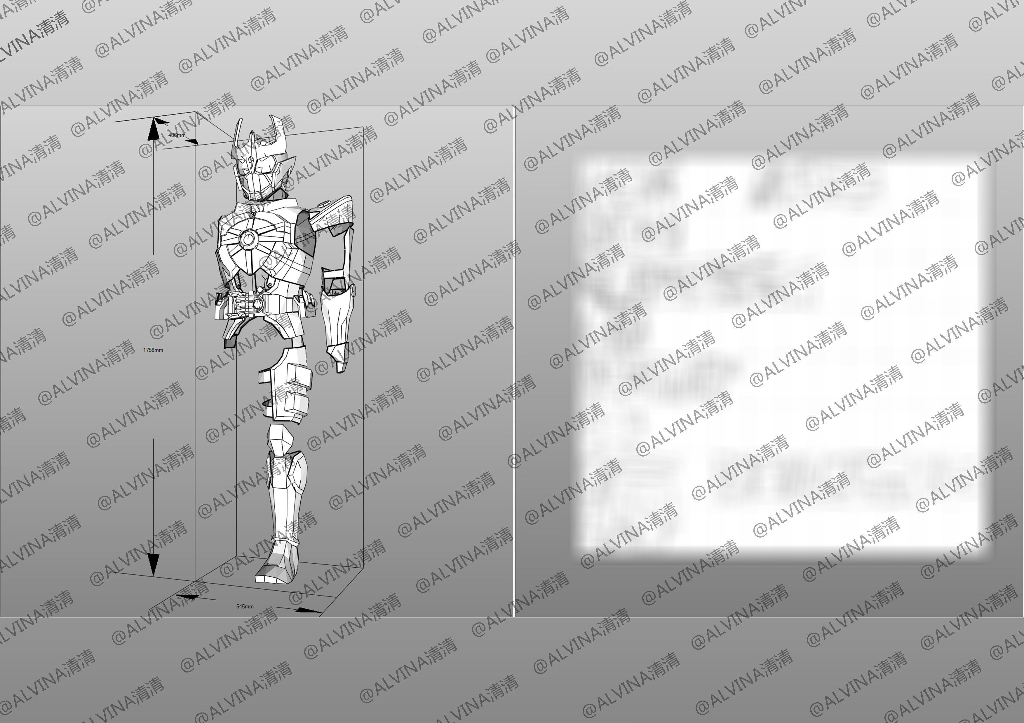 Kamen Rider Ixa Burst Mode Armor - DIY Cosplay Pepakura Foam Low-poly 3D model_9