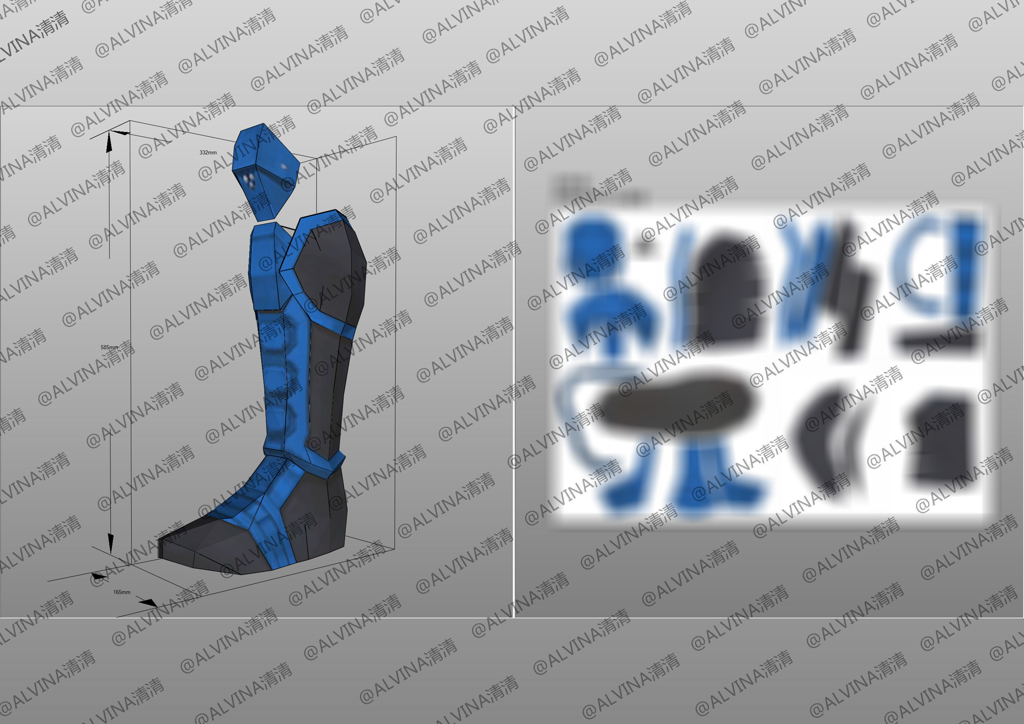 Kamen Rider Ixa Burst Mode Armor - DIY Cosplay Pepakura Foam Low-poly 3D model_24