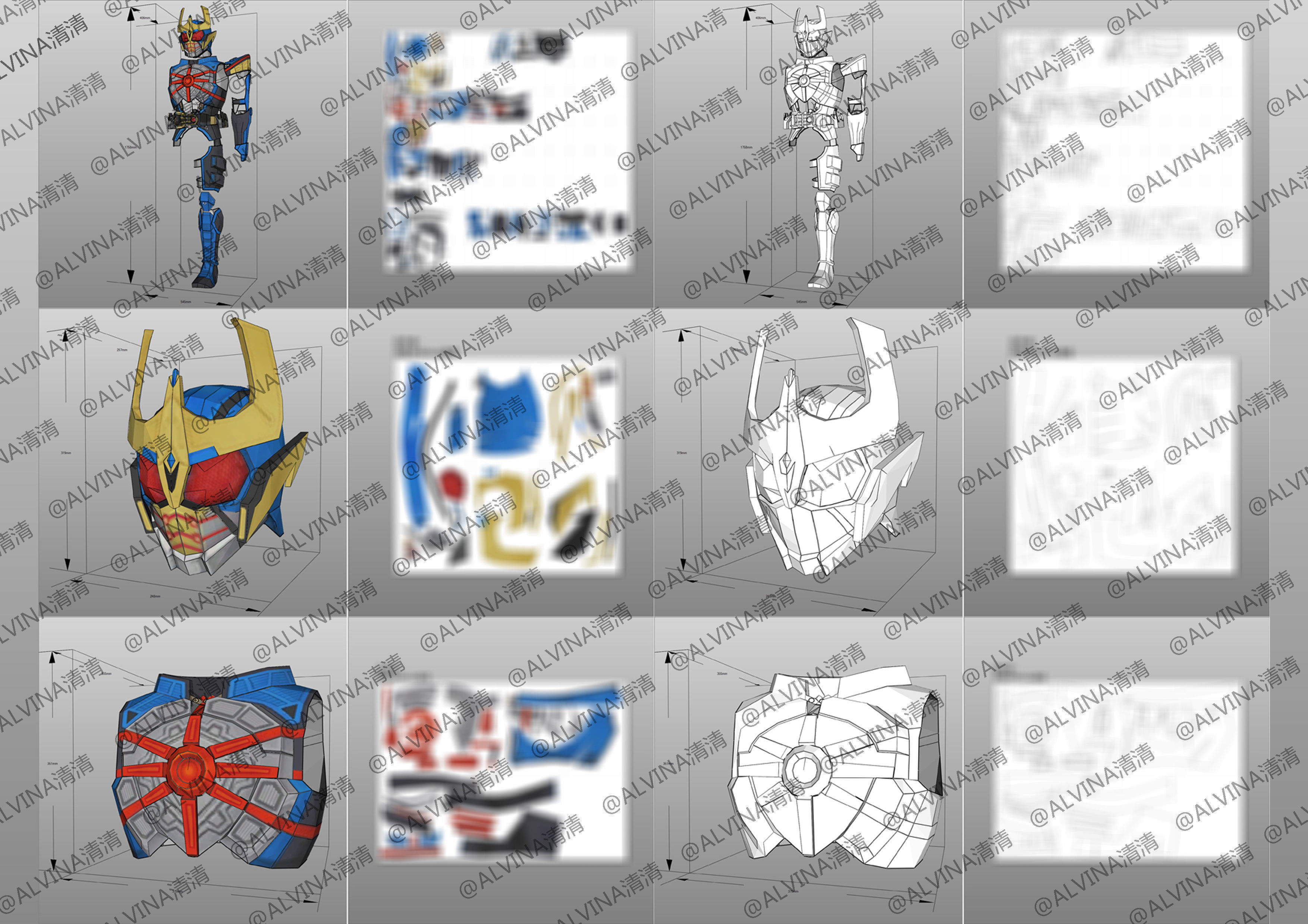 Kamen Rider Ixa Burst Mode Armor - DIY Cosplay Pepakura Foam Low-poly 3D model_4