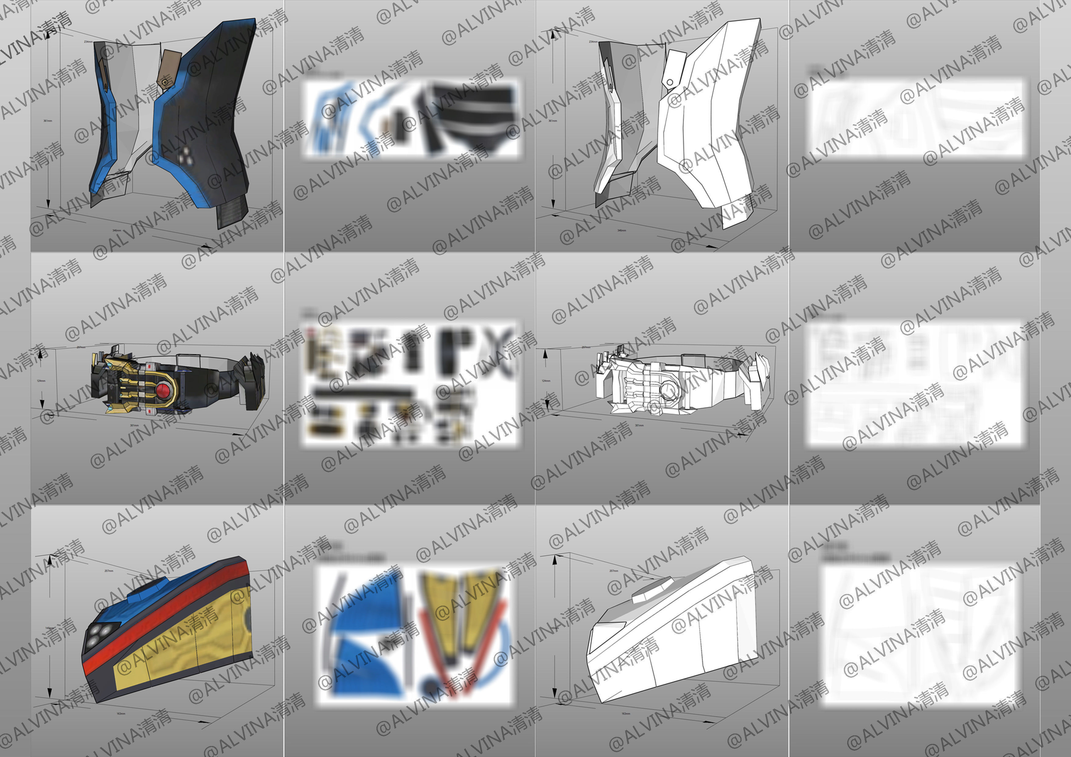 Kamen Rider Ixa Burst Mode Armor - DIY Cosplay Pepakura Foam Low-poly 3D model_5