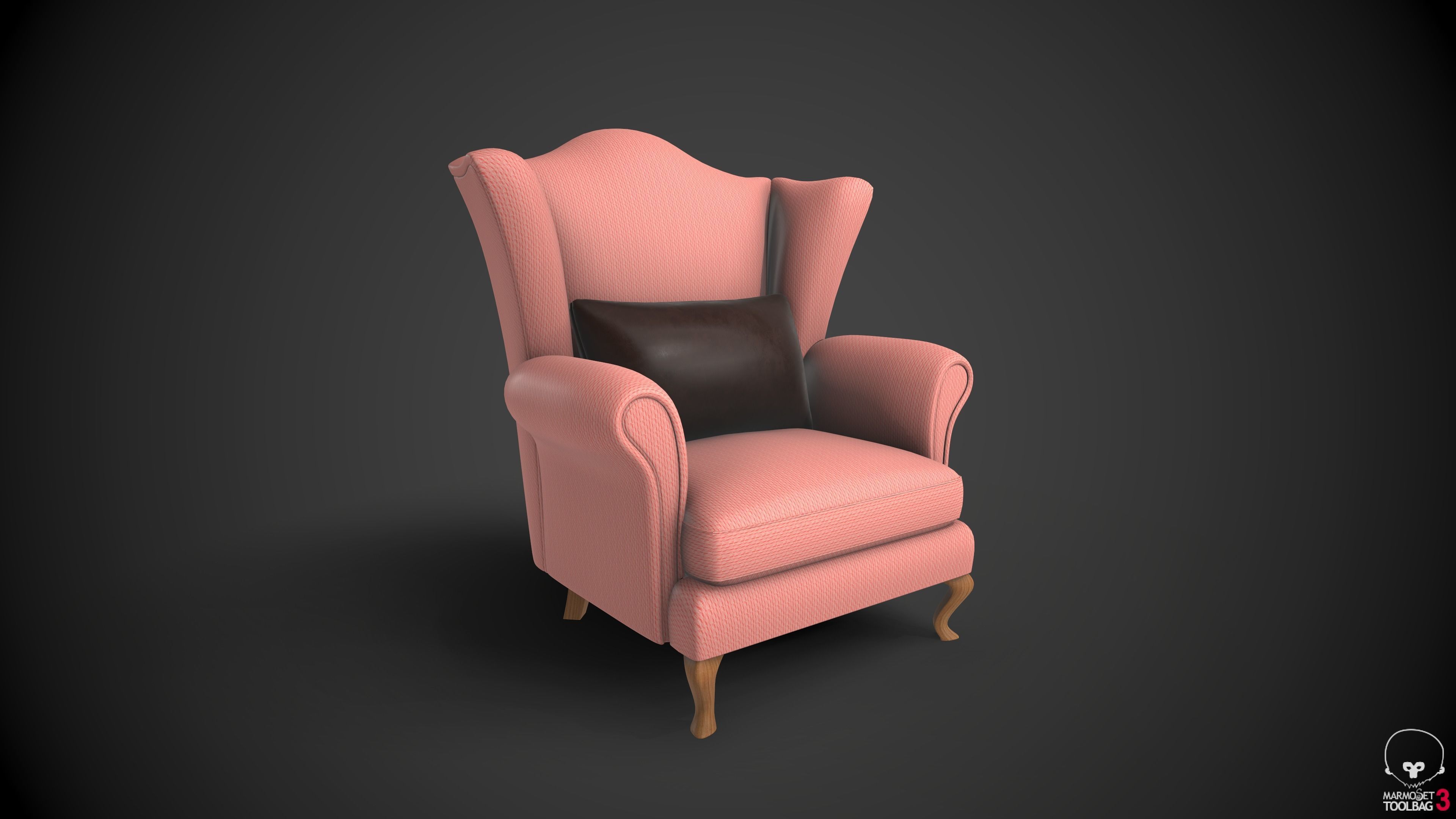Wingback Chairs 002 Low-poly 3D model_2