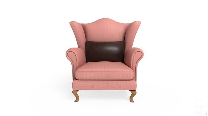 Wingback Chairs 002 Low-poly 3D model