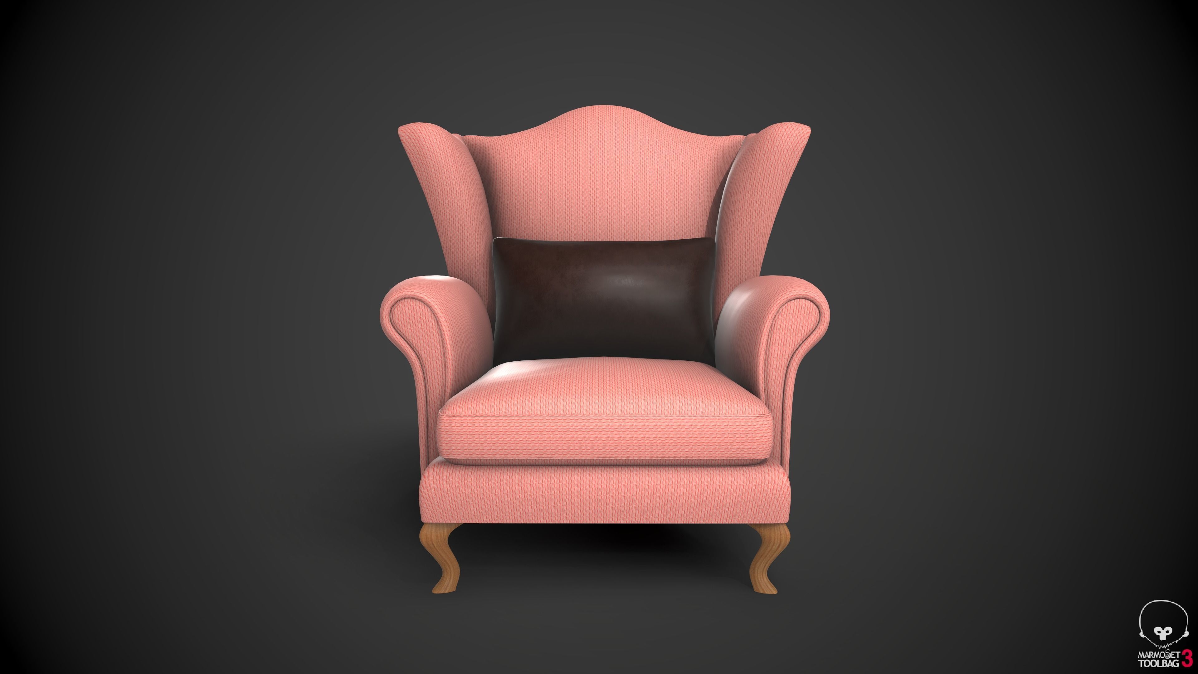 Wingback Chairs 002 Low-poly 3D model_4