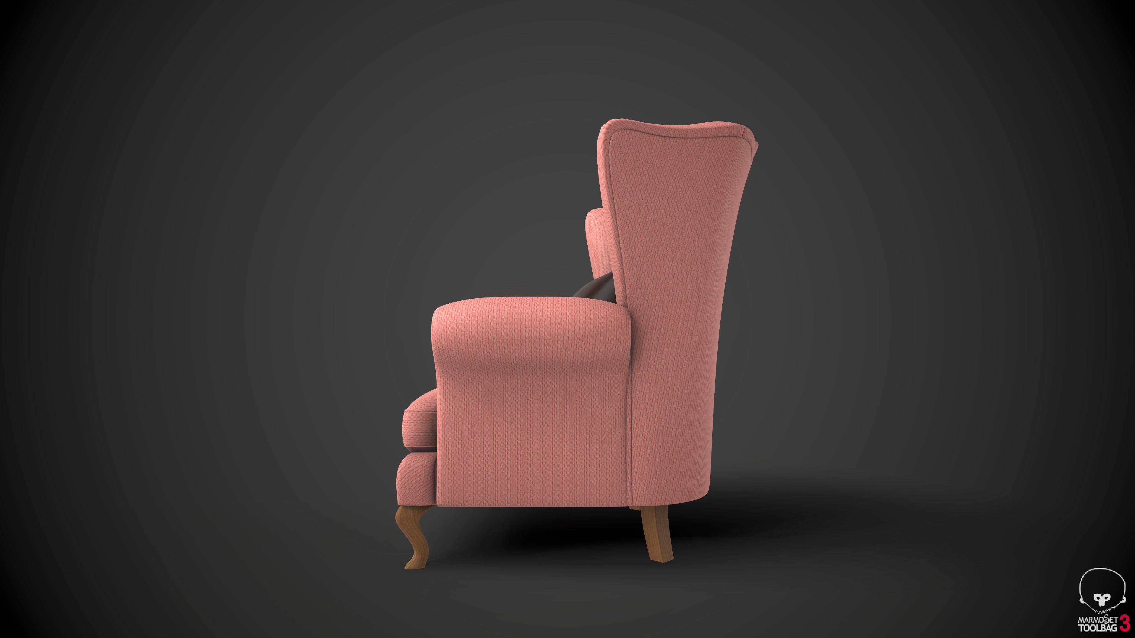 Wingback Chairs 002 Low-poly 3D model_5