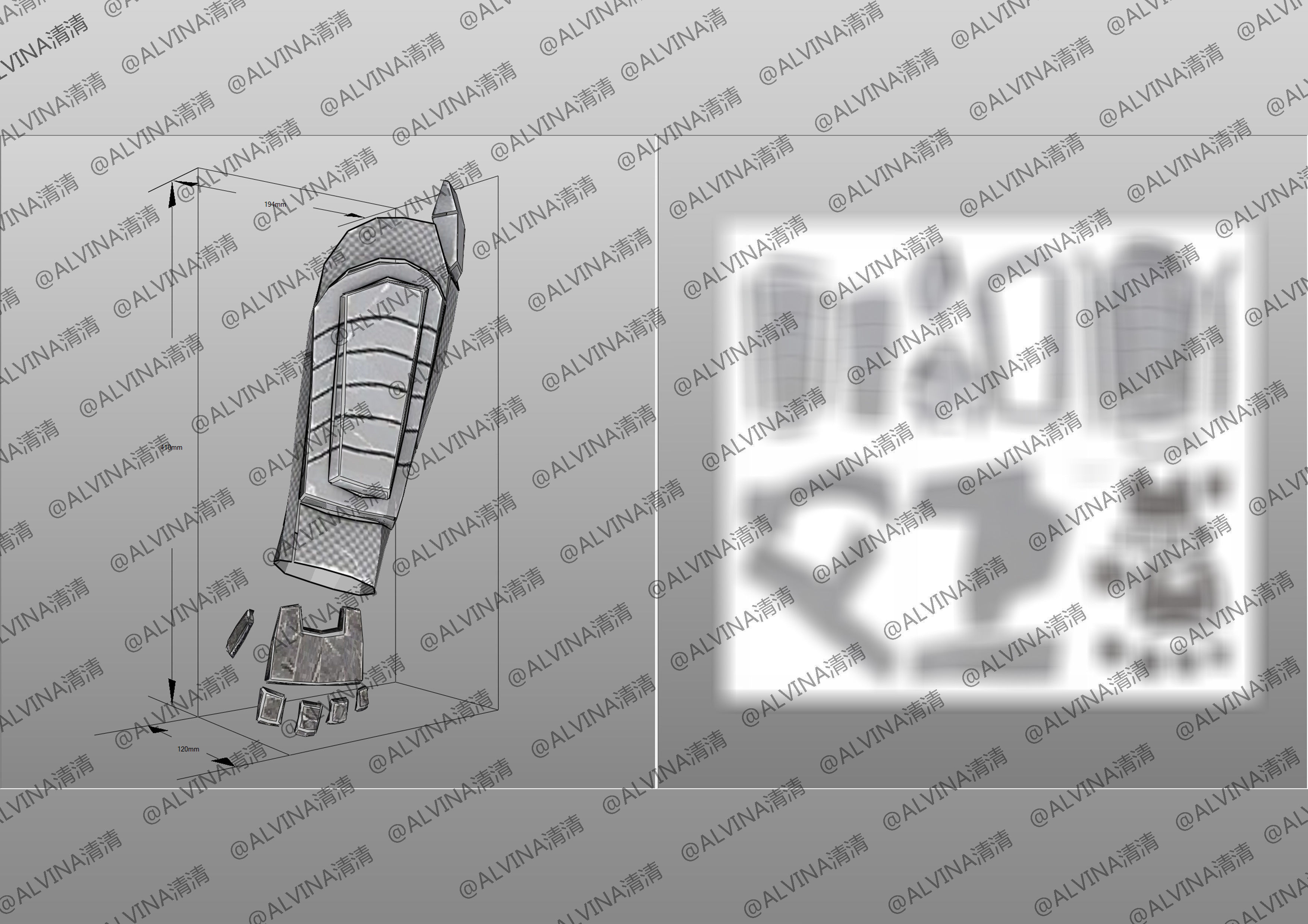 Mass Effect 2 Shepard N7 Armor - DIY Cosplay Pepakura Foam Low-poly 3D model_19