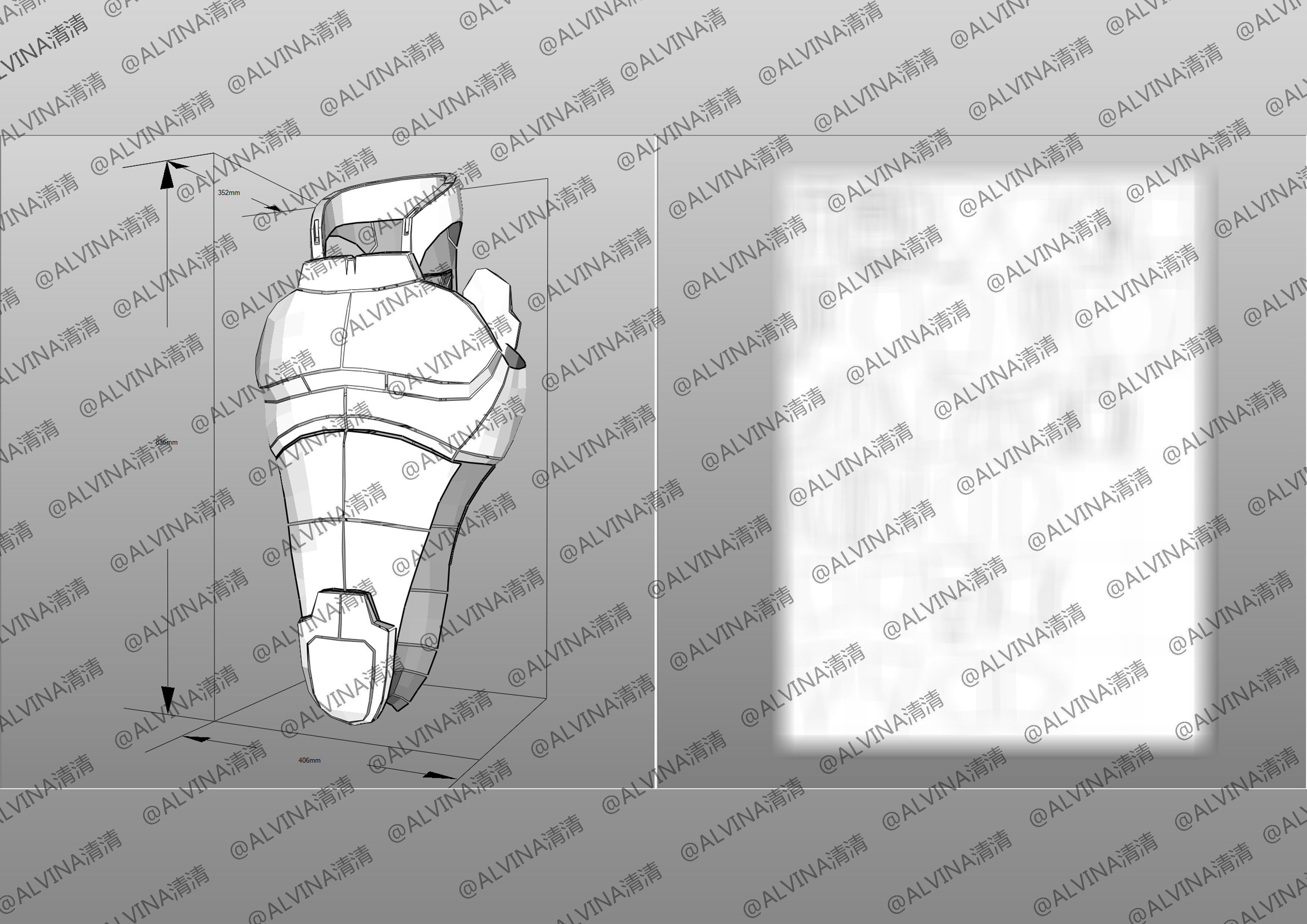 Mass Effect 2 Shepard N7 Armor - DIY Cosplay Pepakura Foam Low-poly 3D model_12