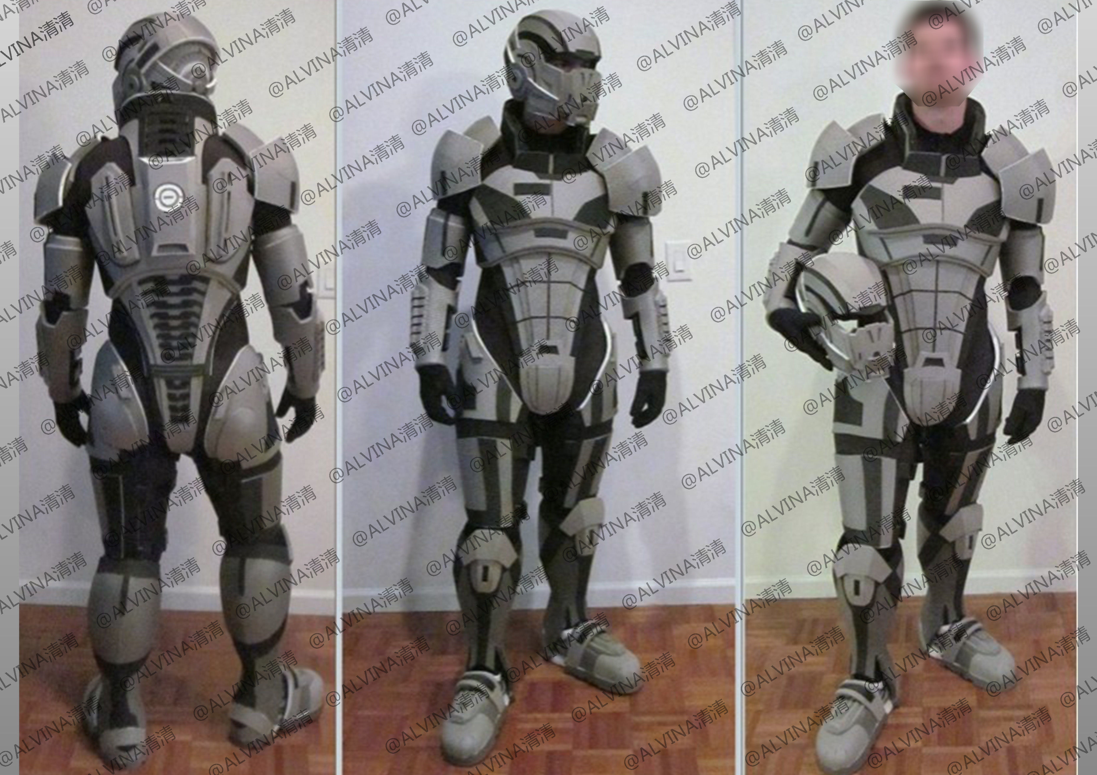 Mass Effect 2 Shepard N7 Armor - DIY Cosplay Pepakura Foam Low-poly 3D model_26