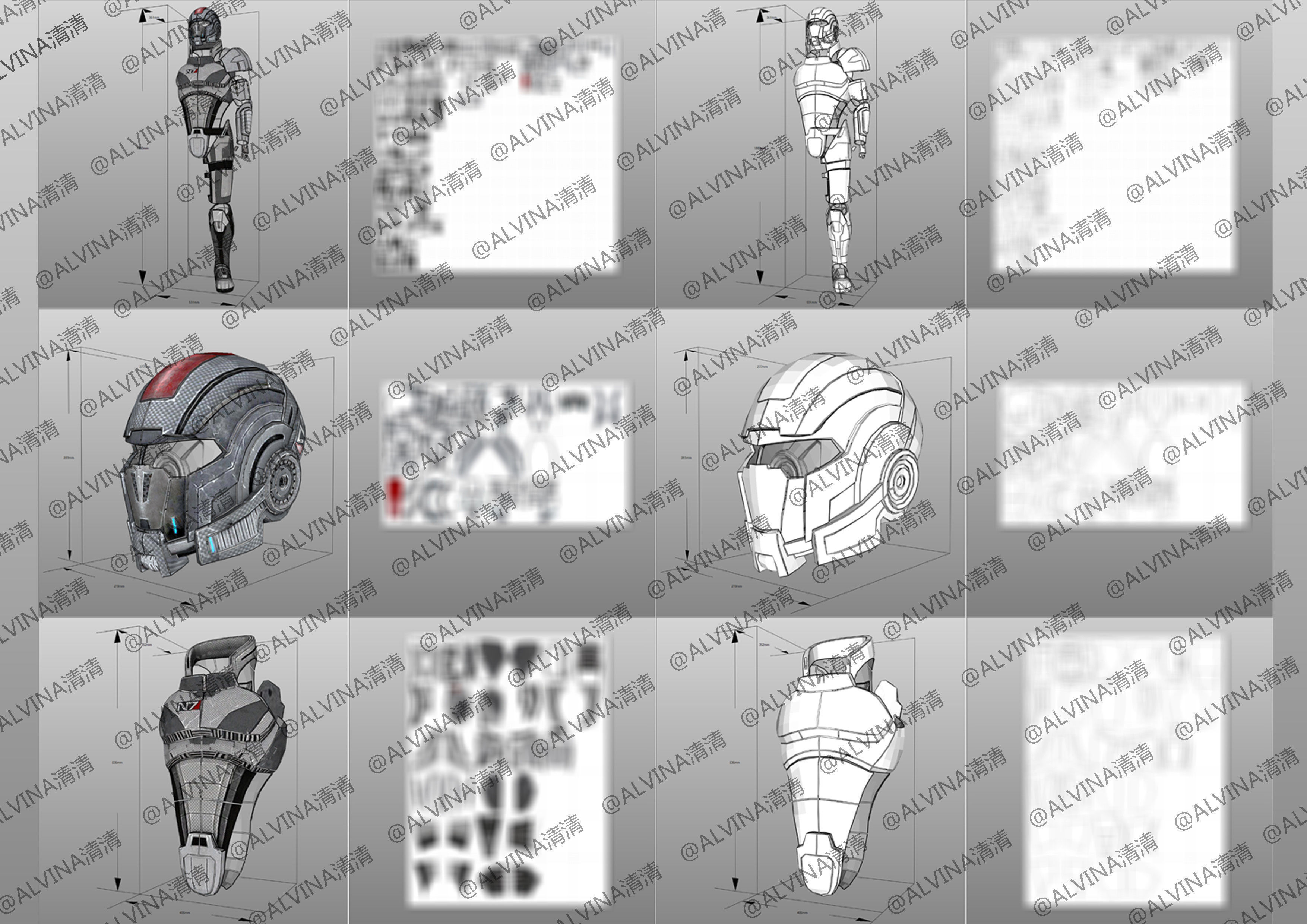 Mass Effect 2 Shepard N7 Armor - DIY Cosplay Pepakura Foam Low-poly 3D model_4