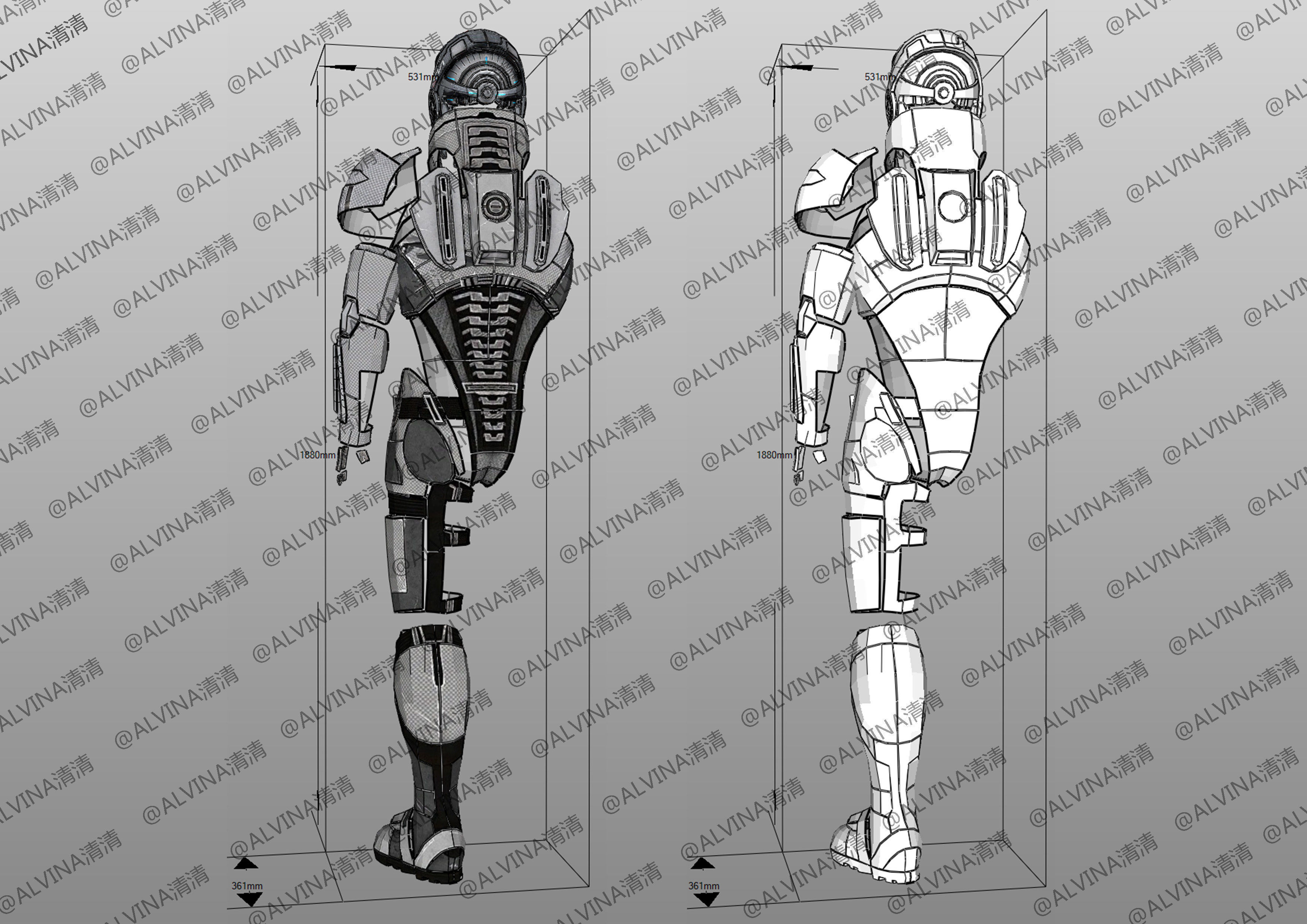 Mass Effect 2 Shepard N7 Armor - DIY Cosplay Pepakura Foam Low-poly 3D model_3