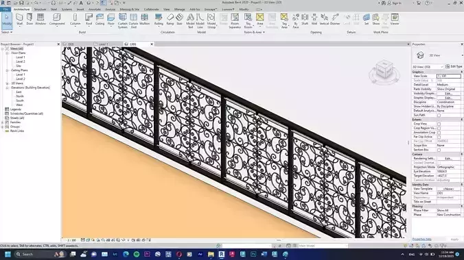 Classic Railing Revit Family type 011 3D model