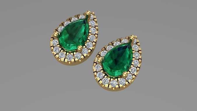 Pear halo earring stud earring 3D print model