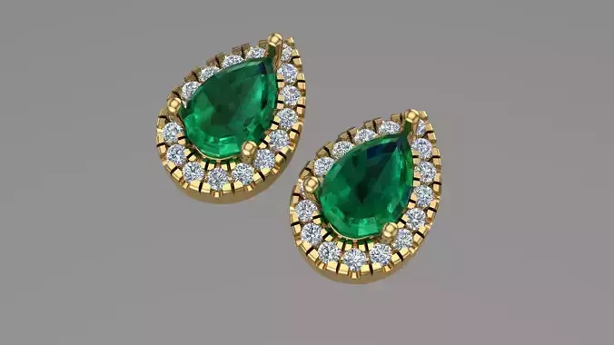 Pear halo earring stud earring 3D print model