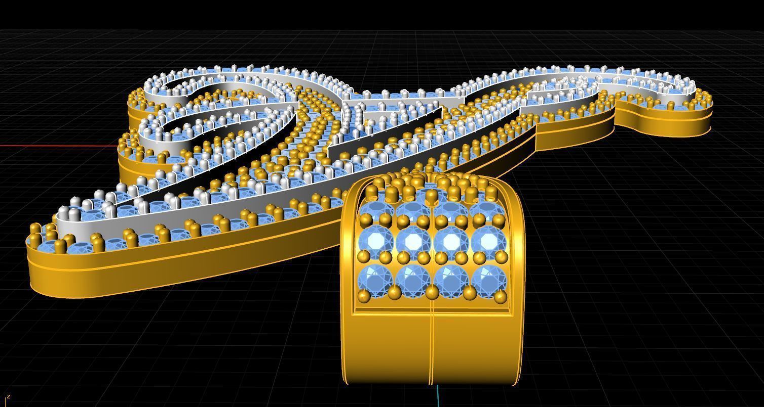 Pendant Hip-Hop A with bail and cuttered already print 3D print model_3