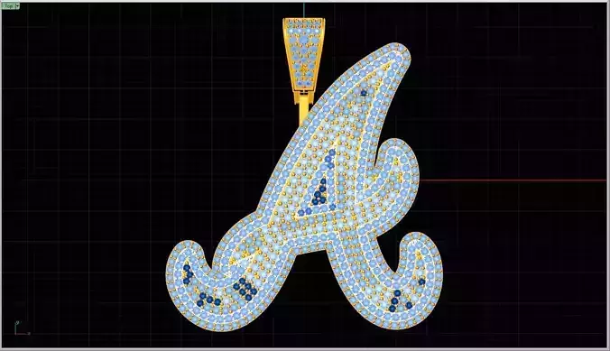 Pendant Hip-Hop A with bail and cuttered already print