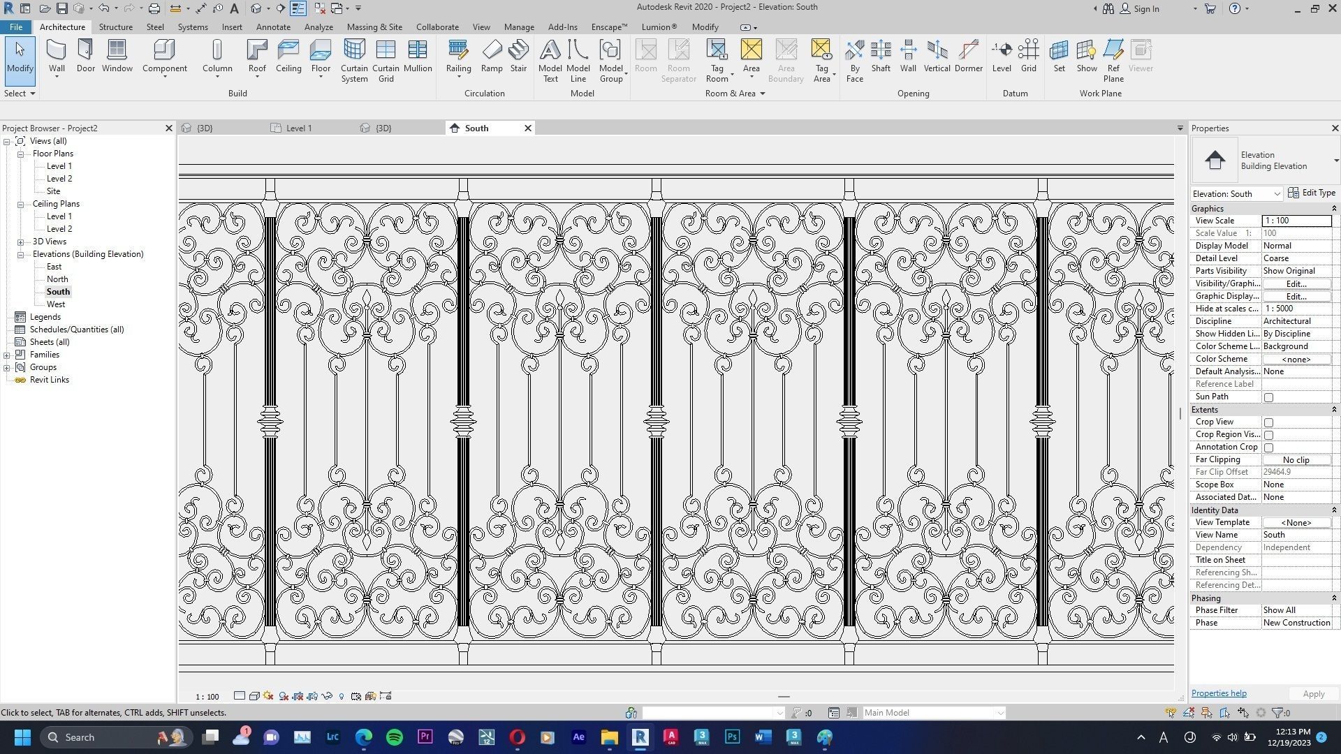 Classic Railing Revit Family type 012 3D model_6