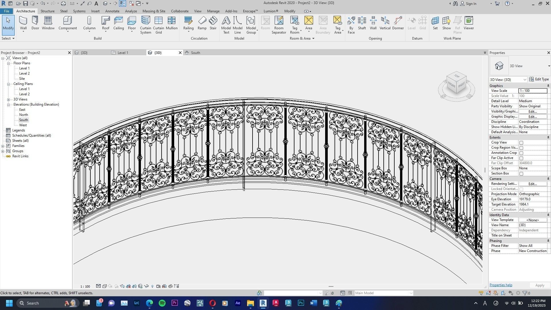 Classic Railing Revit Family type 012 3D model_8