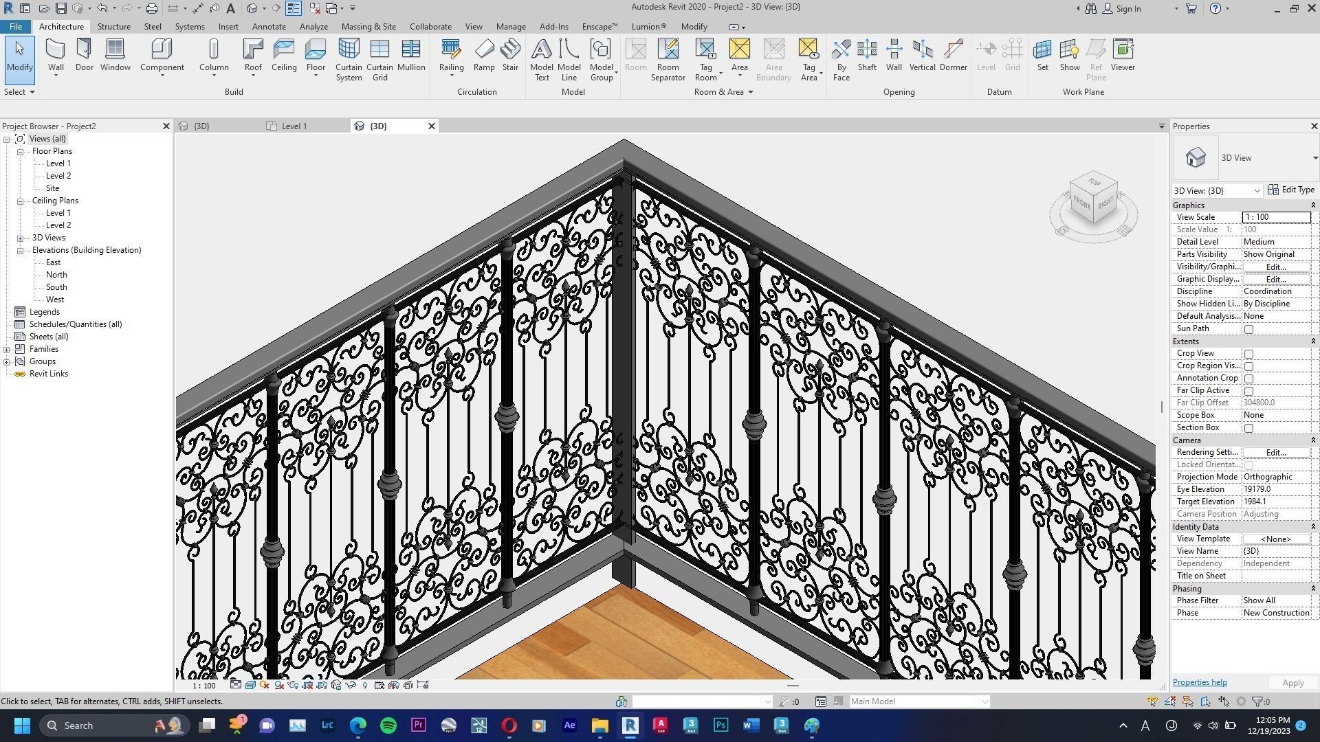 Classic Railing Revit Family type 012 3D model_1