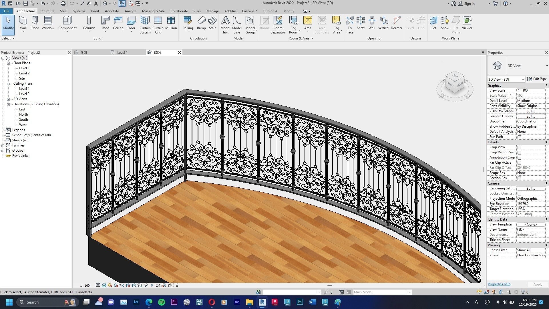 Classic Railing Revit Family type 012 3D model_4
