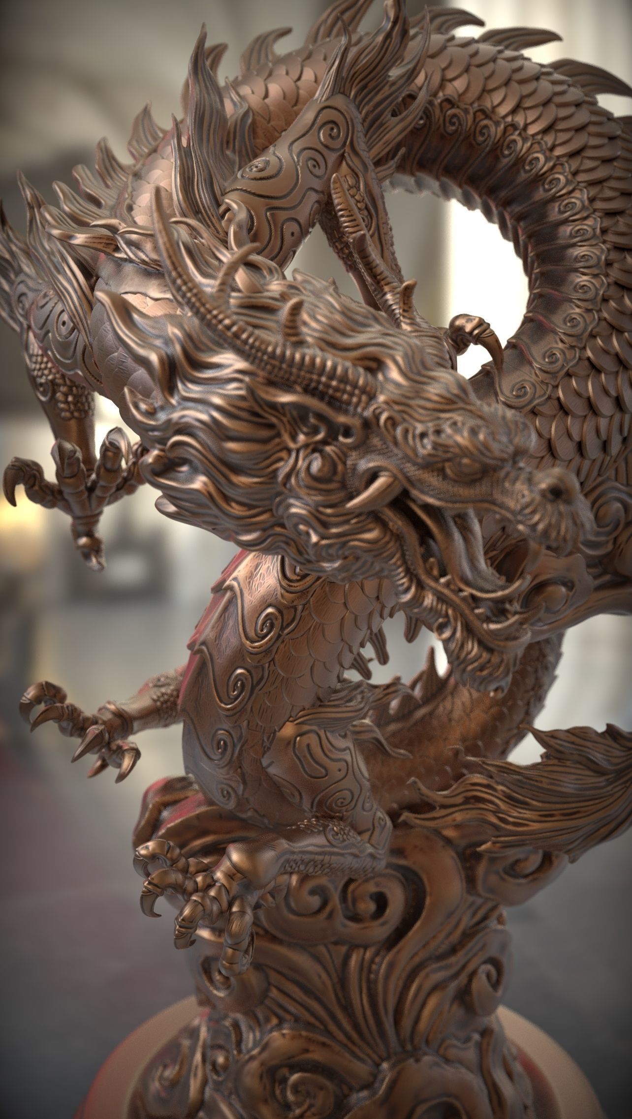 chinese dragon   Flying Dragon statue 3D print model 3D print model_11