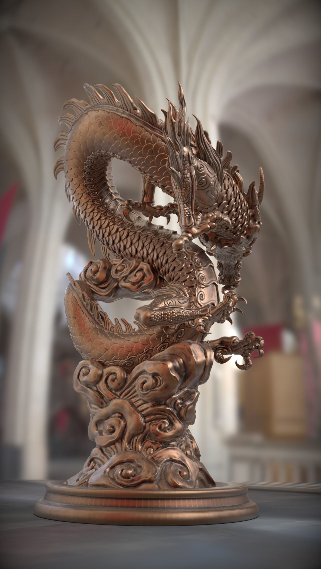 chinese dragon   Flying Dragon statue 3D print model 3D print model_4