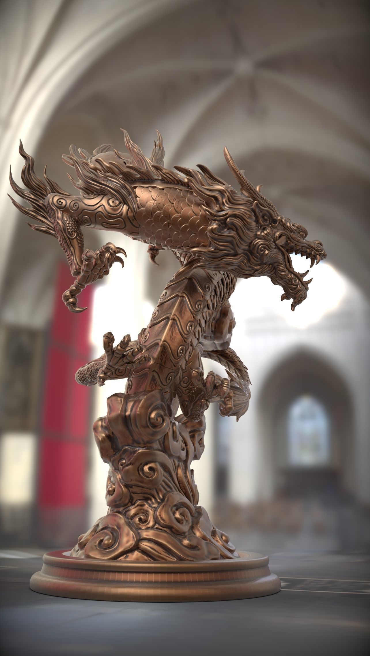 chinese dragon   Flying Dragon statue 3D print model 3D print model_2