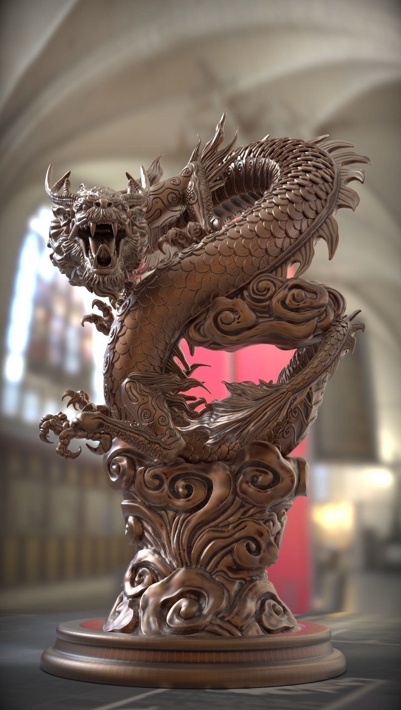 chinese dragon   Flying Dragon statue 3D print model 3D print model_7