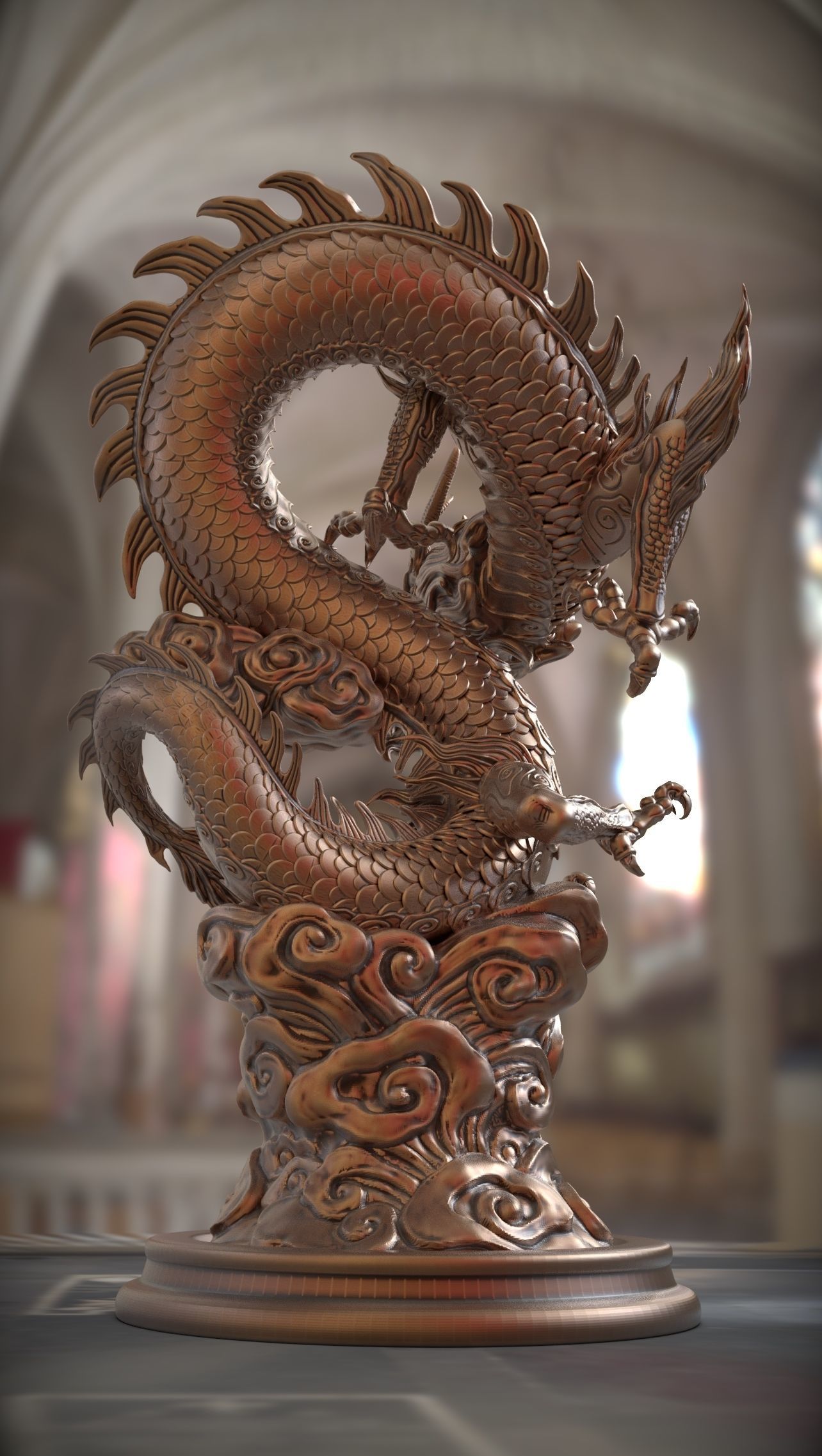 chinese dragon   Flying Dragon statue 3D print model 3D print model_5