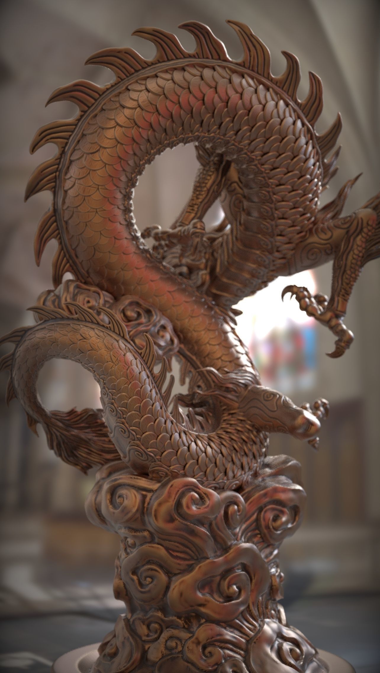chinese dragon   Flying Dragon statue 3D print model 3D print model_14