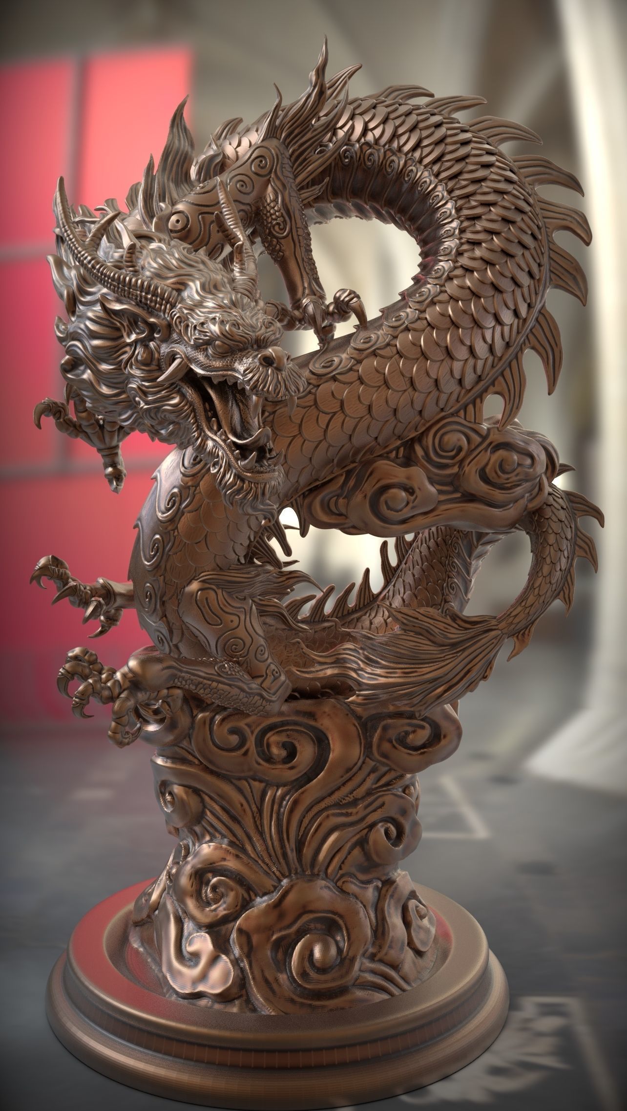 chinese dragon   Flying Dragon statue 3D print model 3D print model_8