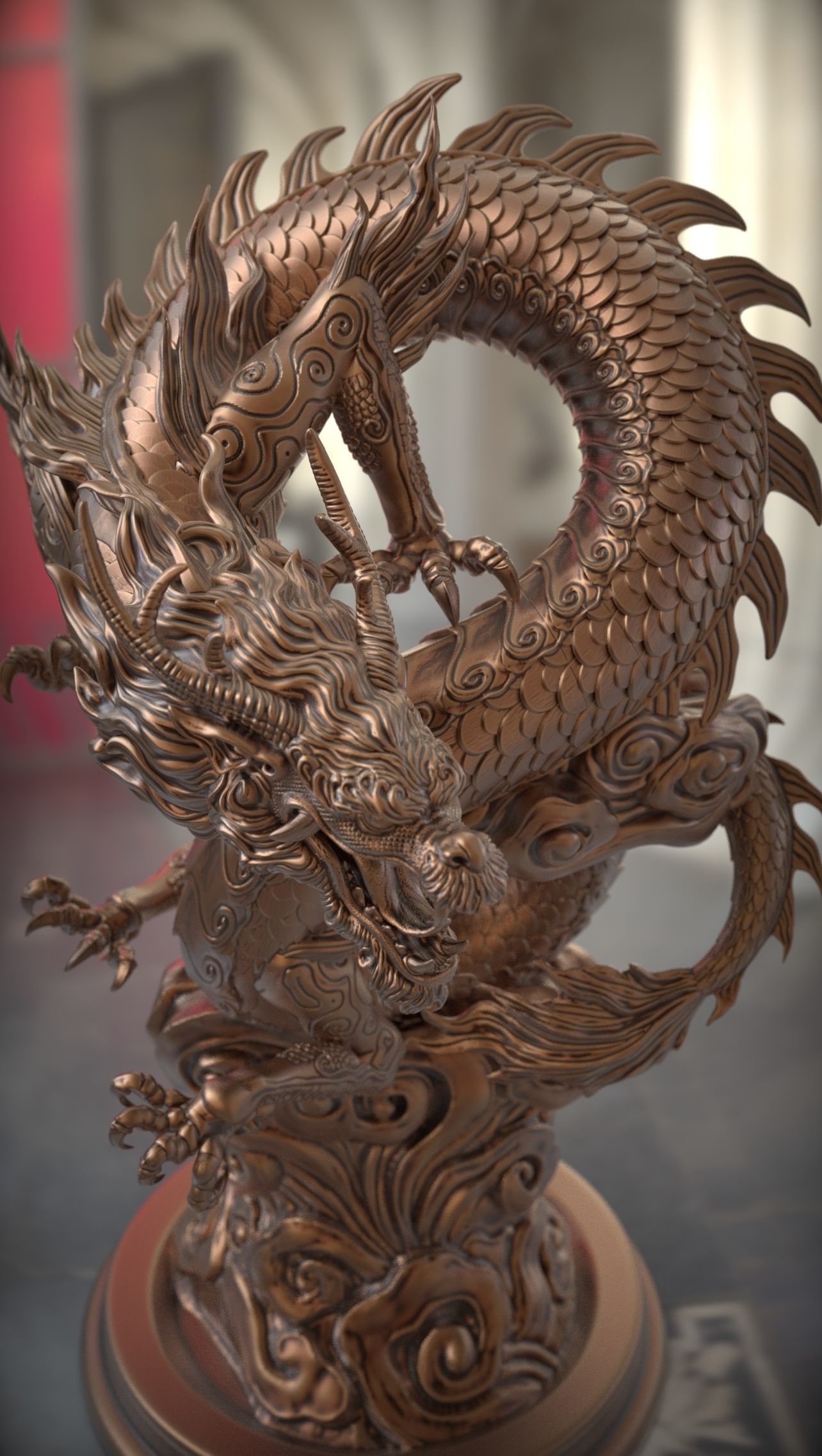 chinese dragon   Flying Dragon statue 3D print model 3D print model_12